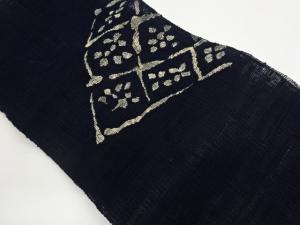 紗紬襷に抽象模様織出し名古屋帯